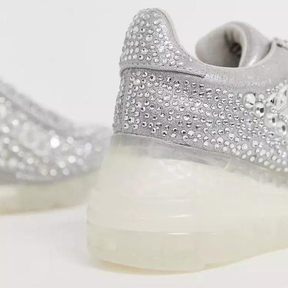 Steve Madden Carissa rhinestone sneaker shimmer sparkly lace up platform size 10 - Picture 12 of 14